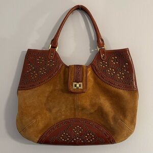 Rafe Suede purse satchel shoulder bag, suede & leather, brown, Mint Condtion